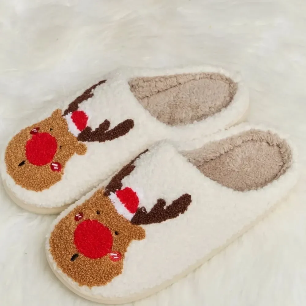 🎄🎄🎄Rudolph Fleece Sherpa Slippers Womens size 6-9 S M L - Picture 4 of 5
